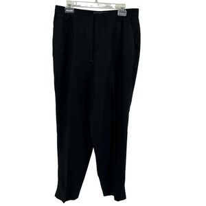 Embassy Row Women's Black 100% Pure Linen Pleated Tapered Trousers Pants Size 16